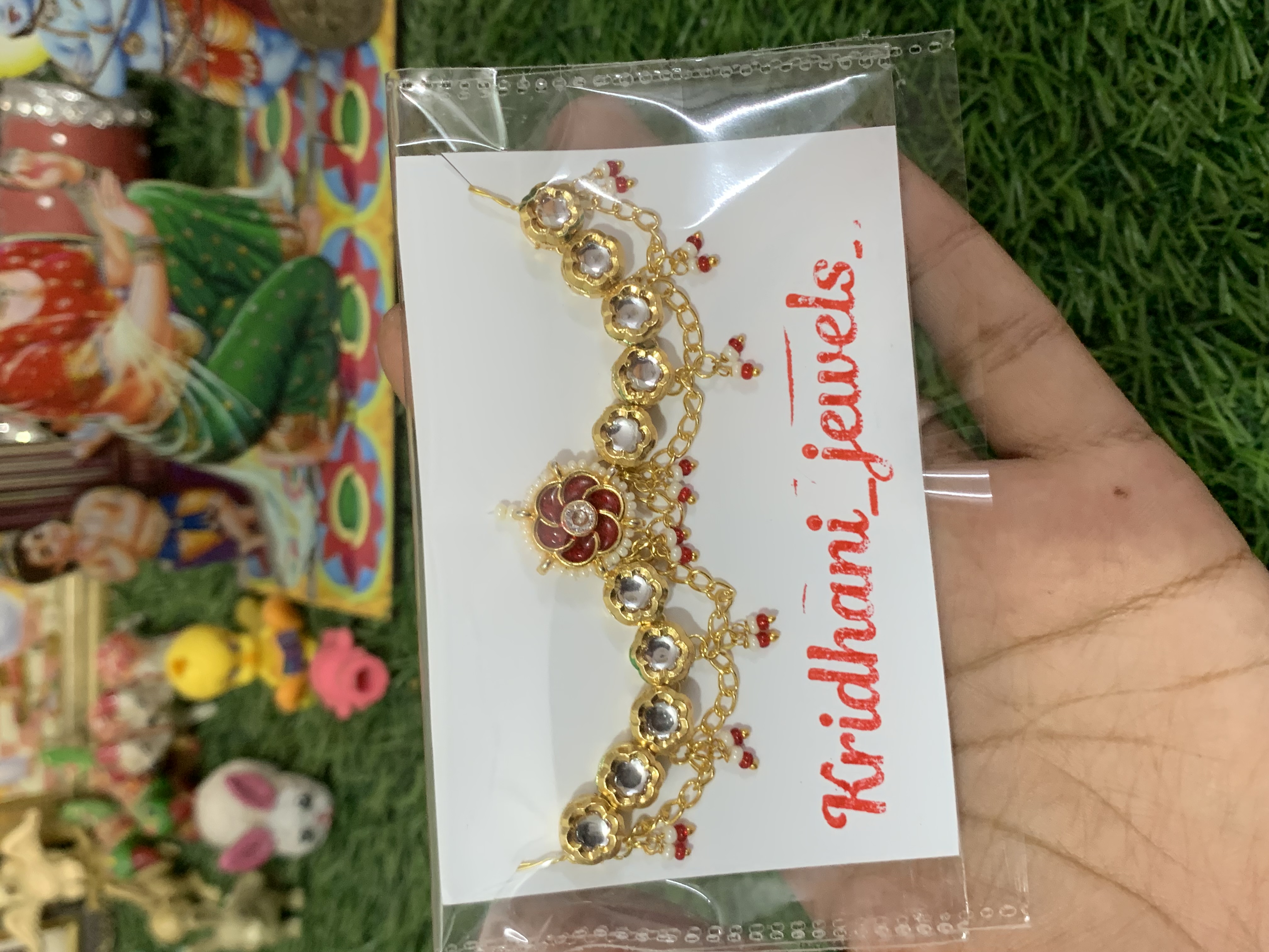 Red royal chain kundan borla
